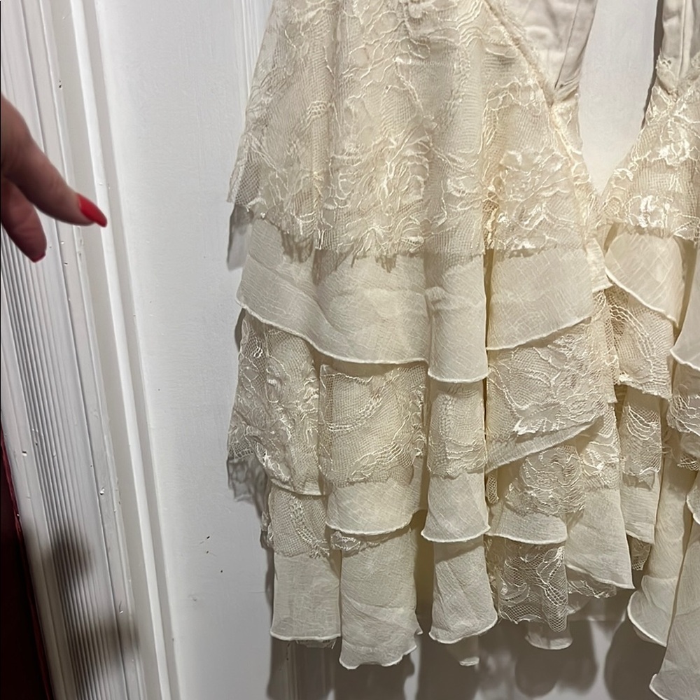 Oli & Hali Jeans with Lace Flare Legs in Off White - Picture 3 of 7